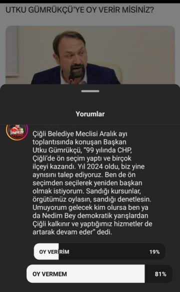 Utku Gümrükçü'ye Ankette büyük şok