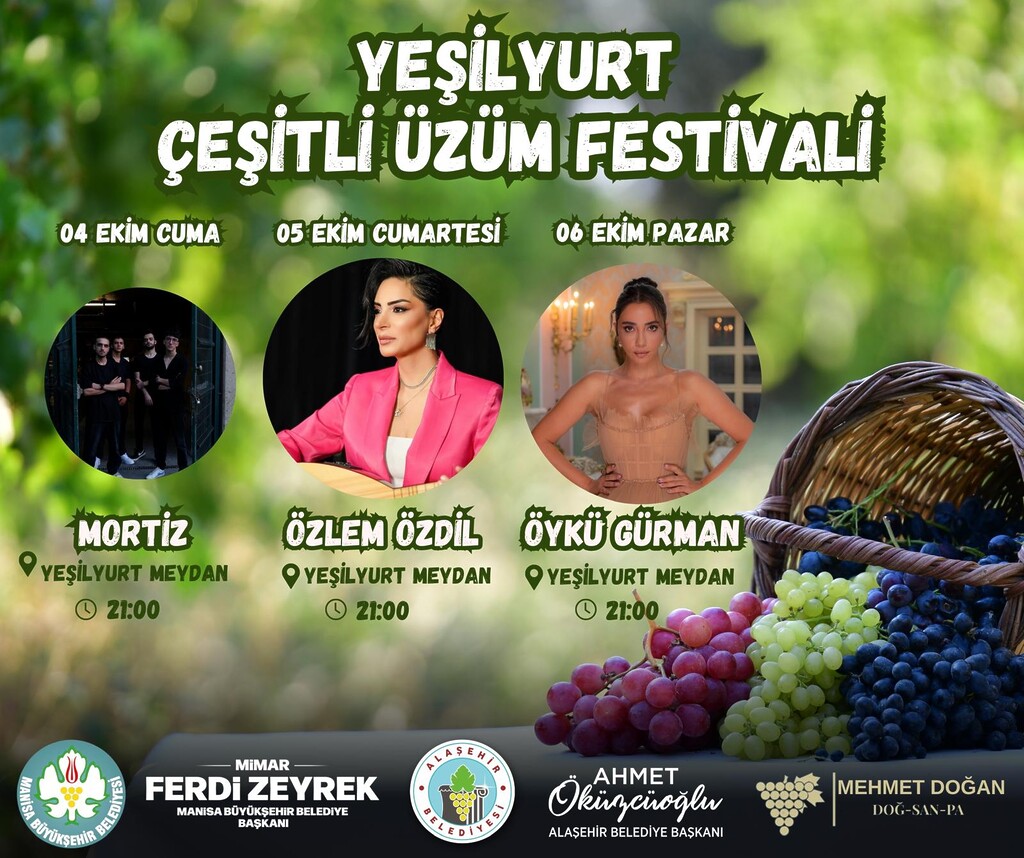 Alaşehir'de Yeşilyurt Çeşitli Üzüm Festivali başlıyor