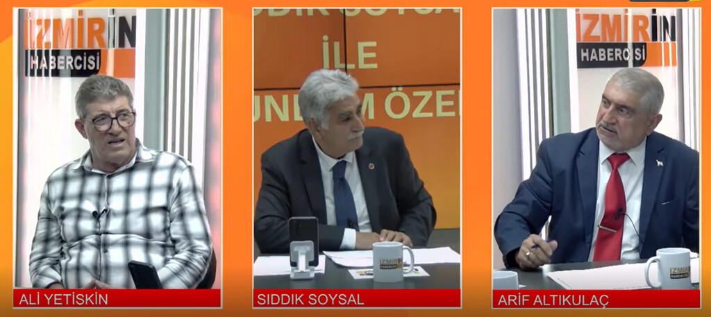 Çiğli Esnaf Odası Başkanı Arif Altıkulaç ve Dönerci Ali (Ali Yetişkin) Gündem Özel programında yan yana.