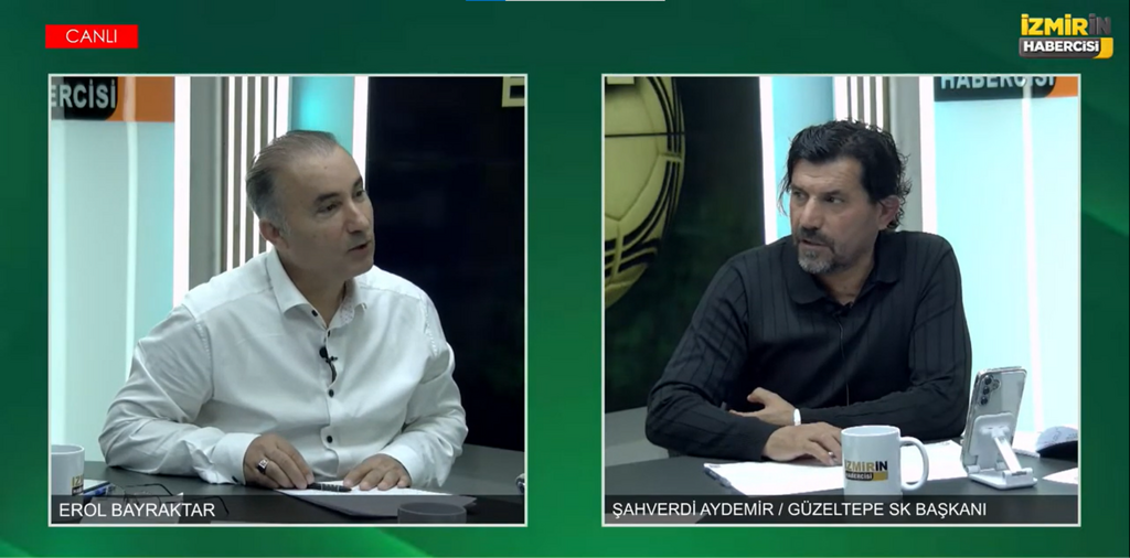 Güzeltepe Spor Kulübü Başkanı Şahverdi Aydemir Çiğli amatör futbolu hakkında açıklama yapıyor.