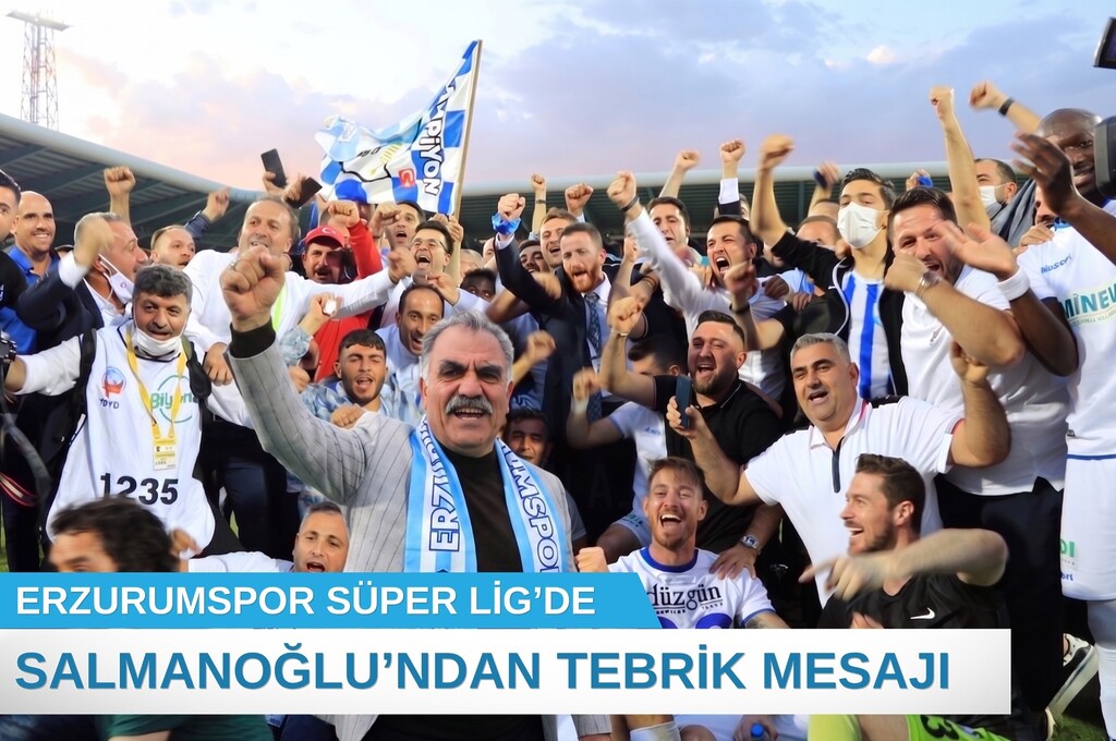 Ege Bölgesi Erzurum Dernekler Birliği Federasyonu Genel Başkanı Zakir Salmanoğlu, sahaya inerek Erzurumspor'un şampiyonluğunu futbolcularla birlikte kutladı.